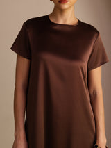 [Bitter Chocolate] SilkSilky  Short Sleeve Crew Neck Dress 005