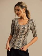 [Snakeskin] SilkSilky  Half Sleeve Women's T-Shirt 003