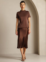 [Coffee] SilkSilky  Short Sleeve Women's T-Shirt 006
