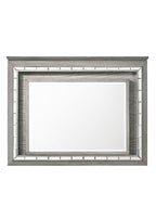 Acme Antares Rectangular Wooden Mirror With Led In Light Gray Oak
