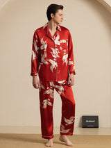 [Wine] SilkSilky  Long Sleeve Lapel Collar Men's Pajamas 001