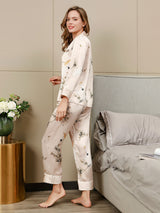 [Light Pink] SilkSilky  Long Sleeve Lapel Collar Women's Pajamas 002