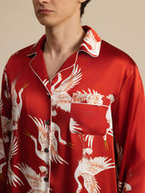 [Wine] SilkSilky  Long Sleeve Lapel Collar Men's Pajamas 007