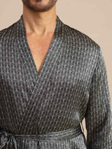 [Black Ginkgo] SilkSilky  Long Sleeve Men's Robe 005