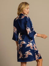 [Dark Blue] SilkSilky  3/4 Sleeve Women's Robe 002