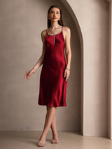 [Wine] SilkSilky  Spaghetti Strap Dress 005
