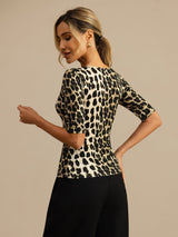 [Leopard] SilkSilky  Half Sleeve Women's T-Shirt 002