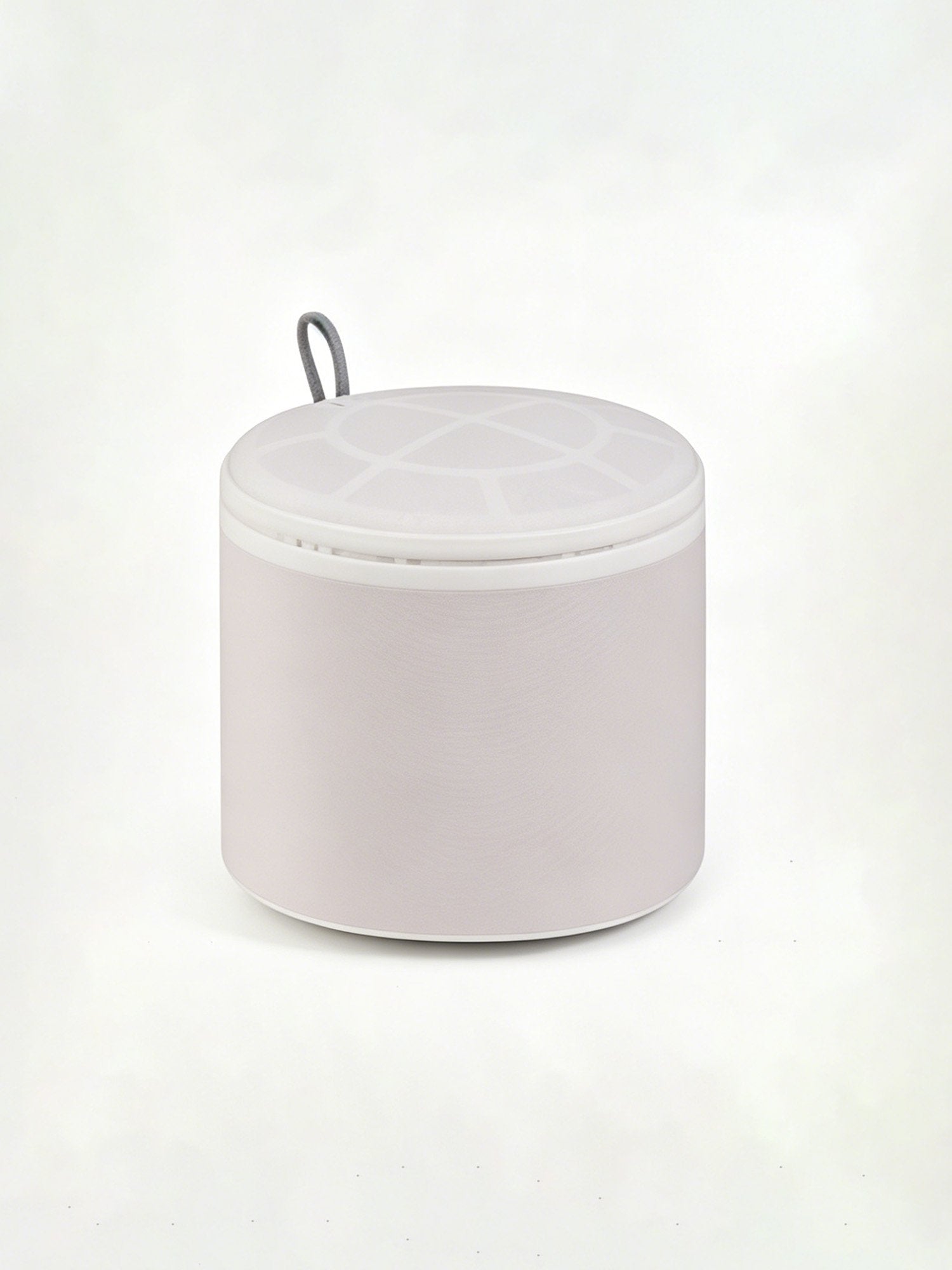 Round white mesh bra laundry wash bag with zipper closure and hanging loop