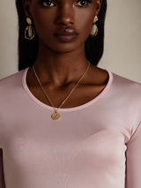 [Coral Pink] SilkSilky  Long Sleeve Round Neck Women's T-Shirt 004