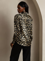 [Leopard] SilkSilky  Long Sleeve Lapel Collar Women's Shirts 002