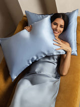 [DarkBlue+LightBlue] SilkSilky  22Momme Pure Silk Pillowcase 004
