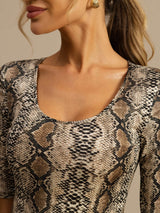 [Snakeskin] SilkSilky  Half Sleeve Women's T-Shirt 006