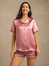 [Pale Mauve] SilkSilky  Short Sleeve Lapel Collar Women's Pajamas 001
