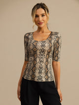[Snakeskin] SilkSilky  Half Sleeve Women's T-Shirt 001