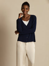 [Dark Blue] SilkSilky  Long Sleeve Women's Cardigan 004