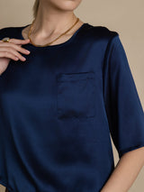 [Dark Blue] SilkSilky  Half Sleeve Women's T-Shirt 006