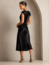 [Black] SilkSilky  Cap Sleeve Dress 002
