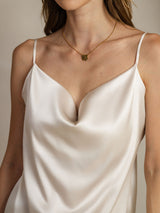 [Light Gray] SilkSilky  Spaghetti Strap Cowl Neck Camisole Top 006