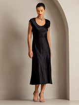 [Black] SilkSilky  Cap Sleeve Dress 007