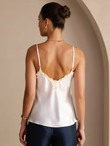 [White] SilkSilky  Spaghetti Strap V Neck Camisole Top 002
