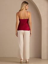 [Wine] SilkSilky  Spaghetti Strap V Neck Camisole Top 005