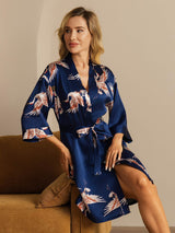 [Dark Blue] SilkSilky  3/4 Sleeve Women's Robe 001
