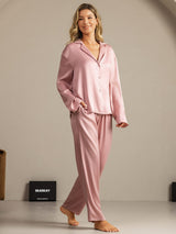 [Peach Skin] SilkSilky  Long Sleeve Lapel Collar Women's Pajamas 006