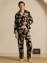 [Black Dragon] SilkSilky  Long Sleeve Lapel Collar Men's Pajamas 007