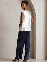 [Light Gray] SilkSilky  Cap Sleeve Cowl Neck Women's T-Shirt 004
