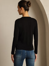 [Black] SilkSilky  Long Sleeve Crew Neck Women's T-Shirt 002