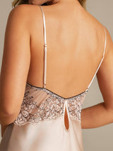 [Pink] SilkSilky  Spaghetti Strap Deep V Neck Nightgown 005
