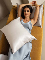 [LightGray+White] SilkSilky  22Momme Pure Silk Pillowcase 004