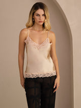 [Champagne] SilkSilky  Spaghetti Strap V Neck Camisole Top 003