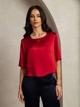 [Dark Red] SilkSilky  Half Sleeve Women's T-Shirt 003