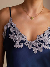 [Dark Blue] SilkSilky  Spaghetti Strap V Neck Camisole Top 005