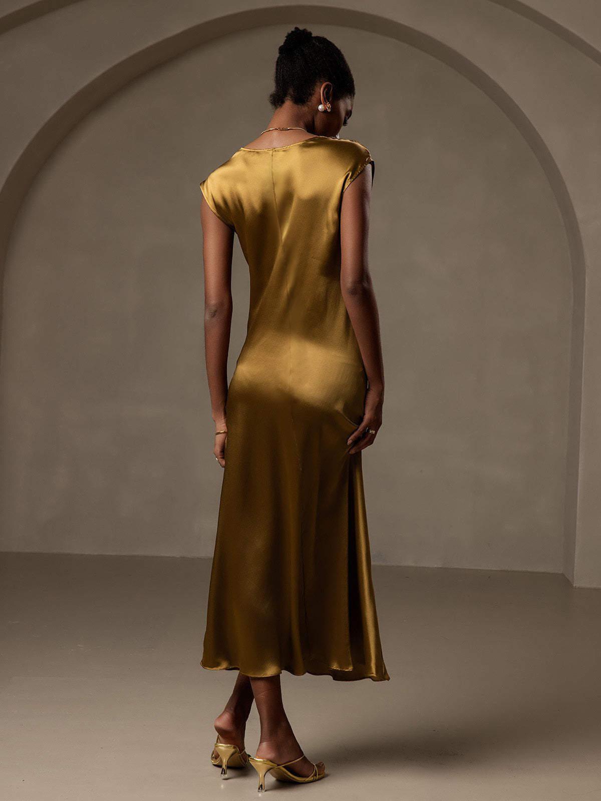 [Brown] SilkSilky  Cap Sleeve Dress 002