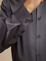 [Dark Gray] SilkSilky  Long Sleeve Lapel Collar Men's Shirt 007