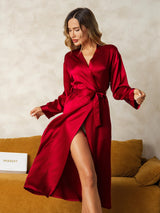 [Wine] SilkSilky  Long Sleeve Women's Robe 001