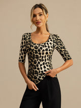 [Leopard] SilkSilky  Half Sleeve Women's T-Shirt 001