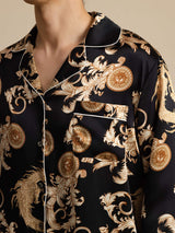 [Black Dragon] SilkSilky  Long Sleeve Lapel Collar Men's Pajamas 004