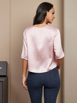 [Pink] SilkSilky  Half Sleeve Women's T-Shirt 002