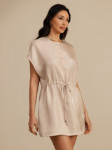 [Tan] SilkSilky  Cap Sleeve Dress 003