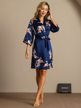 [Dark Blue] SilkSilky  3/4 Sleeve Women's Robe 005