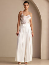 [Beige] SilkSilky  Spaghetti Strap V Neck Camisole Top 006