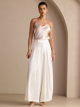 [Beige] SilkSilky  Spaghetti Strap V Neck Camisole Top 006