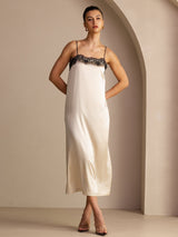 [Brown Rice] SilkSilky  Spaghetti Strap Square Neck Dress 005