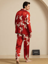 [Wine] SilkSilky  Long Sleeve Lapel Collar Men's Pajamas 002