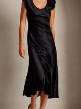 [Black] SilkSilky  Cap Sleeve Dress 003