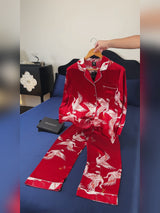 SilkSilky  Long Sleeve Lapel Collar Women's Pajamas video 001
