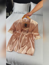 SilkSilky  3/4 Sleeve V Neck Nightgown&Robe Set video 001